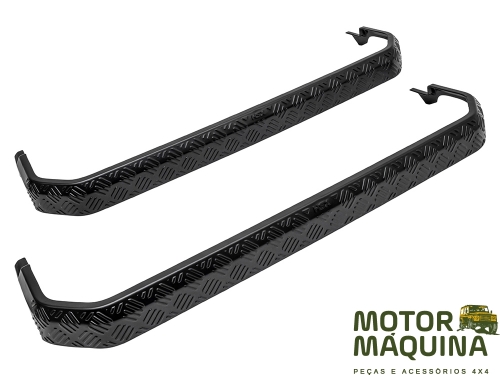 SIDE STEP COVERS DEF20 90 CHEQUER PLATE SATIN BLACK PAIR