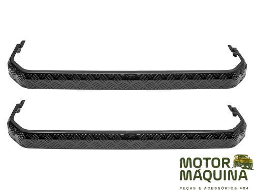 SIDE STEP COVERS DEF20 90 CHEQUER PLATE SATIN BLACK PAIR